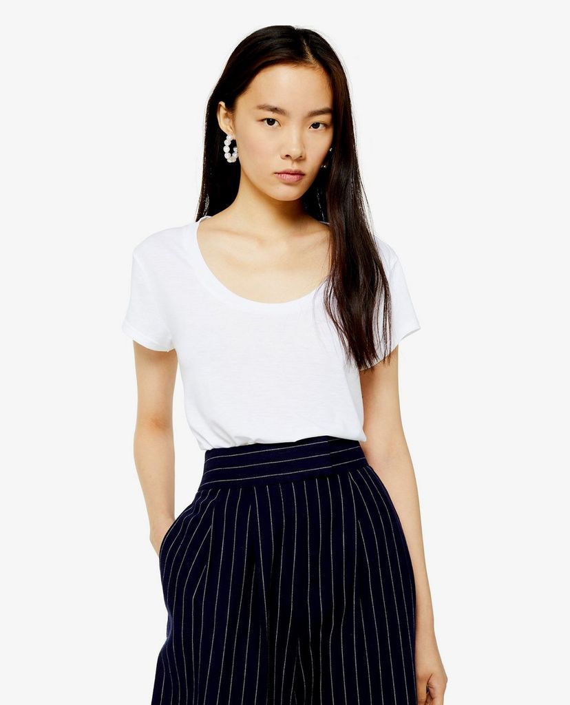 TOPSHOP - Áo thun nữ cổ tròn tay ngắn White Clean Cut
