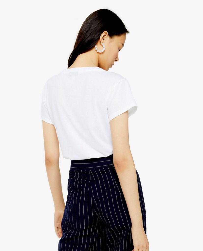 TOPSHOP - Áo thun nữ cổ tròn tay ngắn White Clean Cut