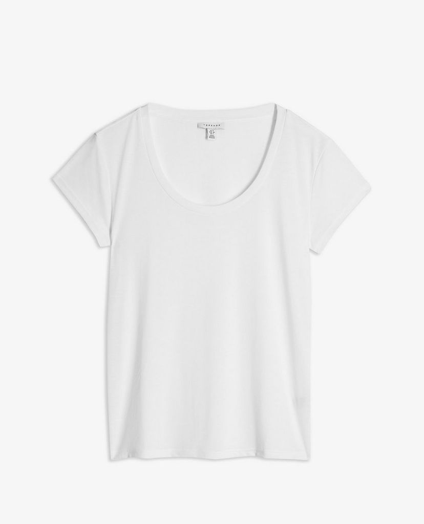 TOPSHOP - Áo thun nữ cổ tròn tay ngắn White Clean Cut
