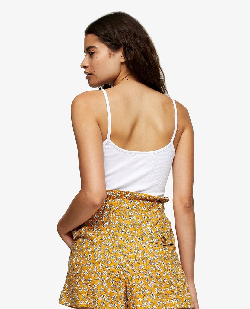 TOPSHOP - Áo hai dây nữ White Ribbed