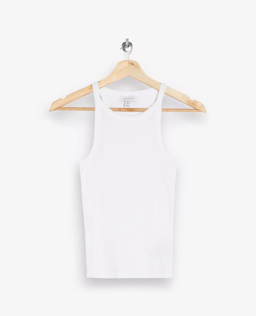 TOPSHOP - Áo ba lỗ nữ phom ôm White Ribbed Washed