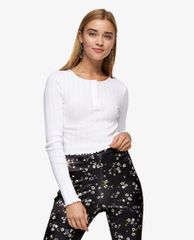 TOPSHOP - Áo kiểu nữ tay dài White Button Through