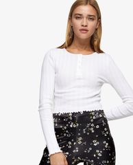 TOPSHOP - Áo kiểu nữ tay dài White Button Through