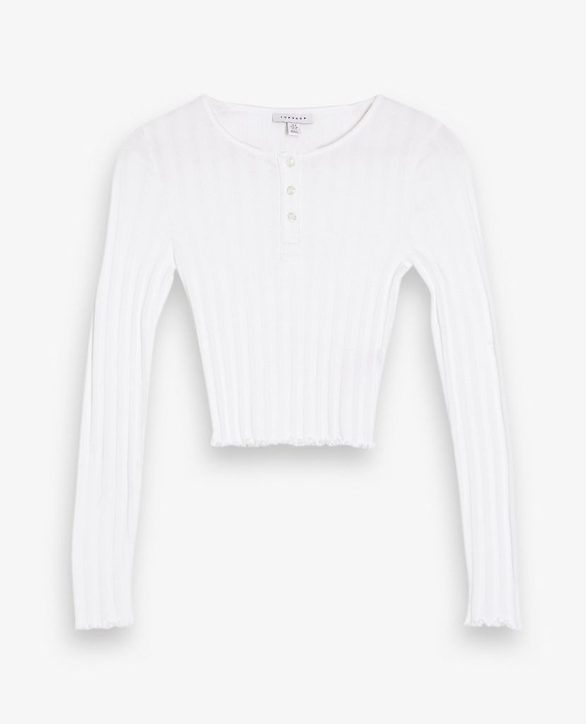 TOPSHOP - Áo kiểu nữ tay dài White Button Through
