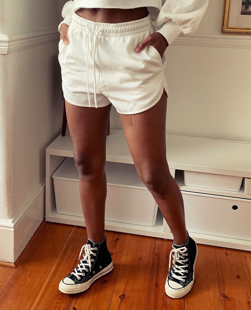TOPSHOP - Quần shorts nữ rút dây 90'S White Jersey Mini Runner