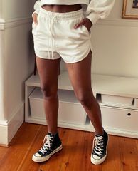 TOPSHOP - Quần shorts nữ rút dây 90'S White Jersey Mini Runner