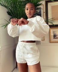 TOPSHOP - Quần shorts nữ rút dây 90'S White Jersey Mini Runner