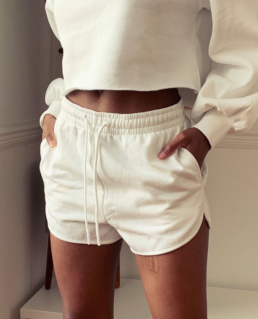 TOPSHOP - Quần shorts nữ rút dây 90'S White Jersey Mini Runner