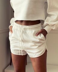 TOPSHOP - Quần shorts nữ rút dây 90'S White Jersey Mini Runner
