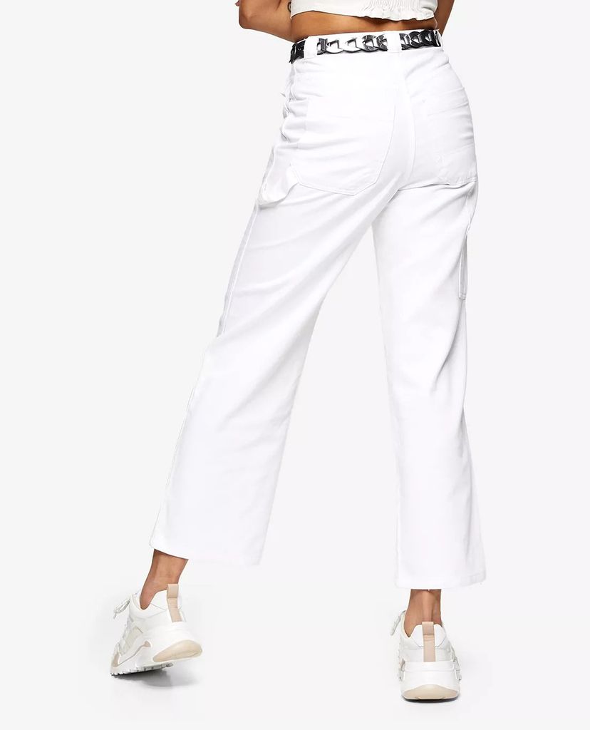 TOPSHOP - Quần kiểu nữ lưng cao ống rộng White Wide Leg Carpenter