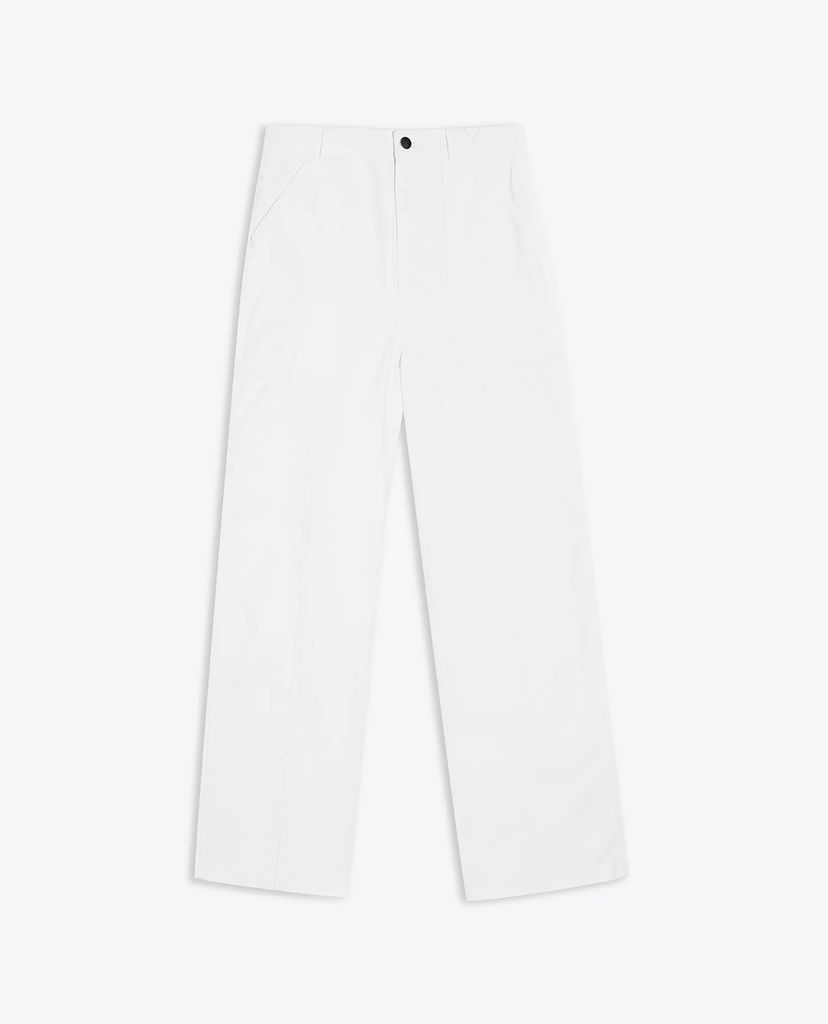 TOPSHOP - Quần kiểu nữ lưng cao ống rộng White Wide Leg Carpenter