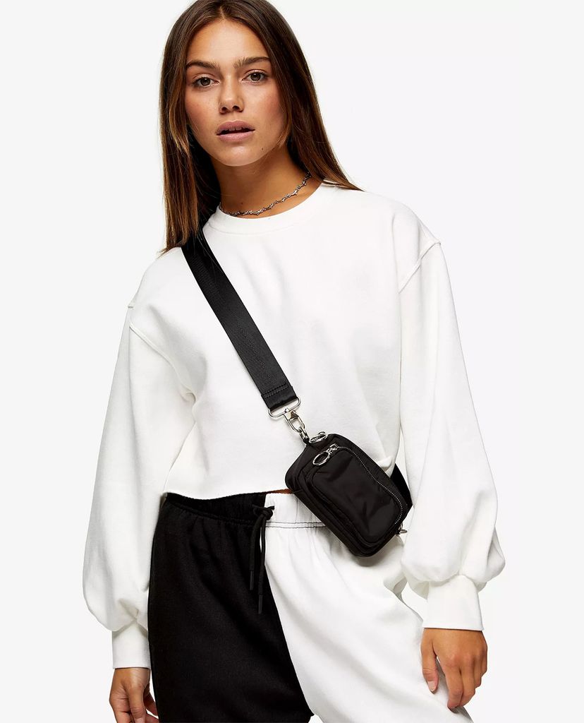 TOPSHOP - Áo sweatshirt nữ phom ngắn PETITE White Cropped