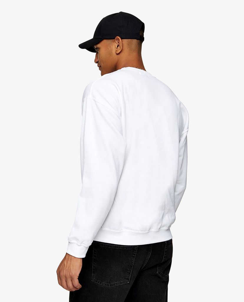 TOPMAN - Áo sweatshirt nam cổ tròn White 45 Map