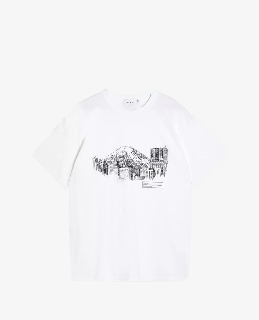TOPMAN - Áo thun nam cổ tròn ngắn tay Town Sketch