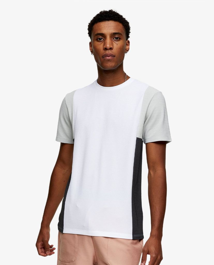 TOPMAN - Áo thun nam ngắn tay White Colour Block