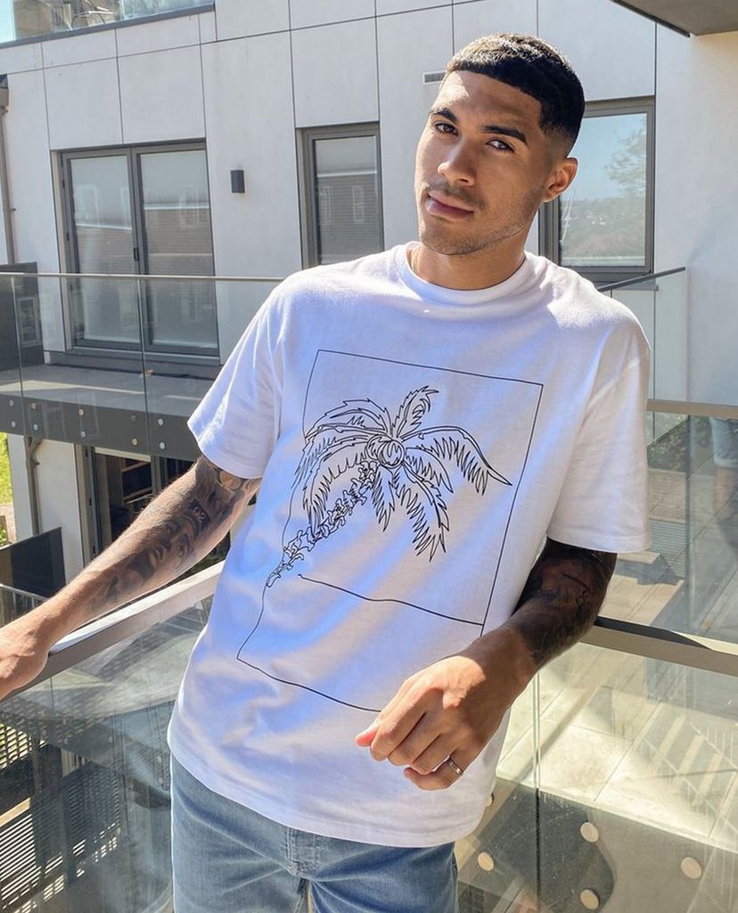 TOPMAN - Áo thun nam ngắn tay White Palm Sketch Print