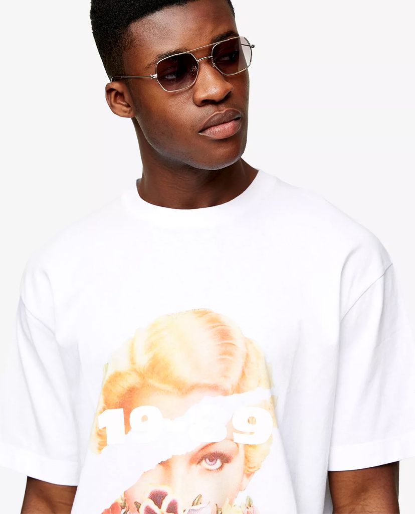 TOPMAN - Áo thun nam cổ tròn ngắn tay Abstract Face