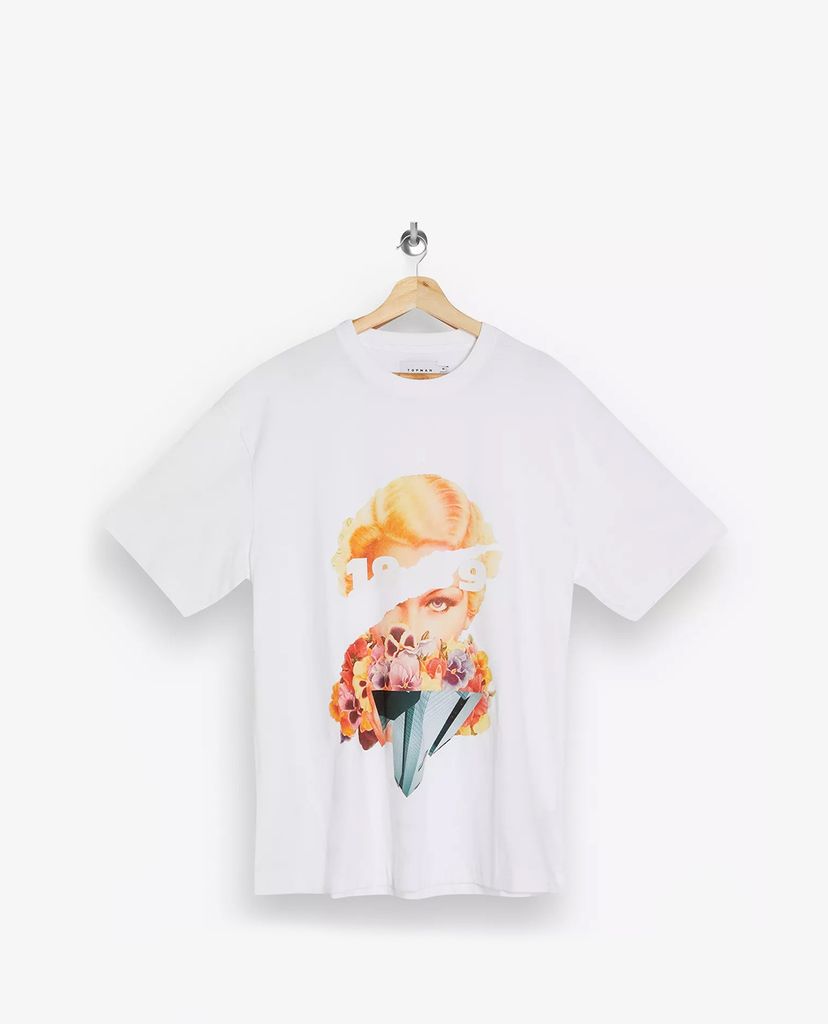 TOPMAN - Áo thun nam cổ tròn ngắn tay Abstract Face