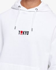 TOPMAN - Áo hoodie nam phối mũ Tokyo Print Hoodie In White