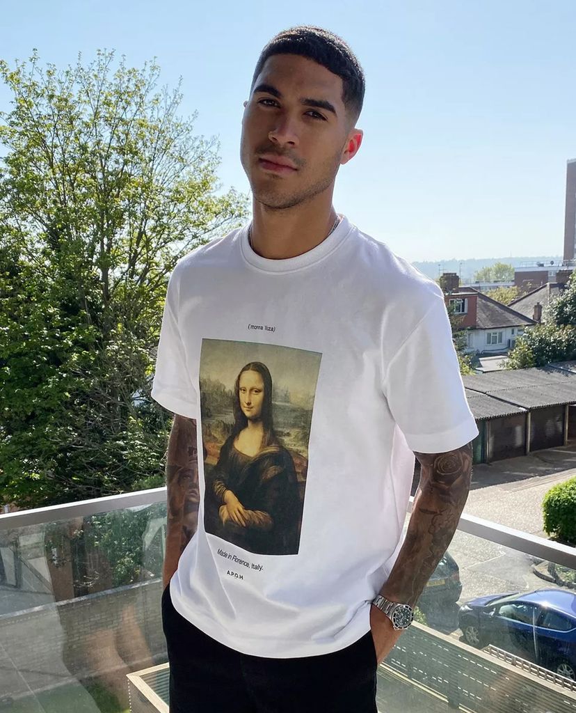 TOPMAN - Áo thun nam cổ tròn ngắn tay White Mona Lisa