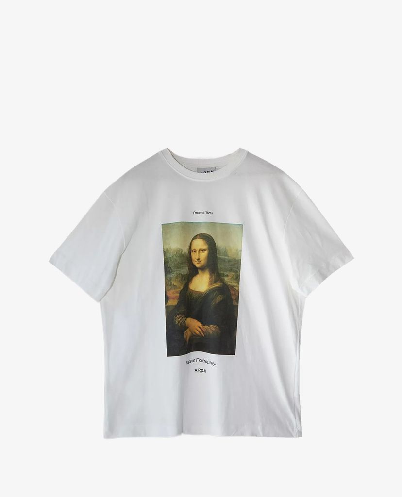 TOPMAN - Áo thun nam cổ tròn ngắn tay White Mona Lisa