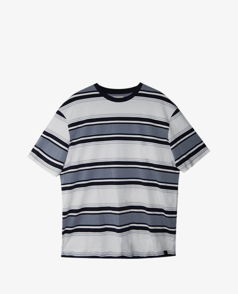 TOPMAN - Áo thun tay ngắn cổ tròn White And Grey Stripe