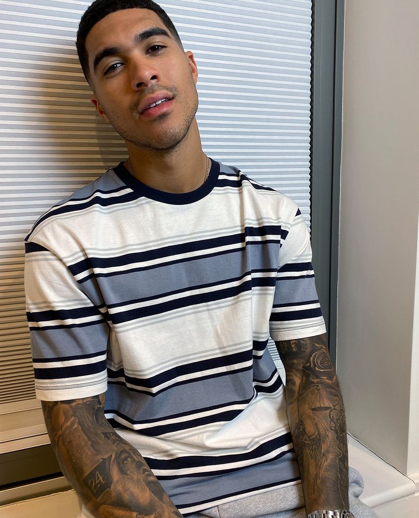 TOPMAN - Áo thun tay ngắn cổ tròn White And Grey Stripe