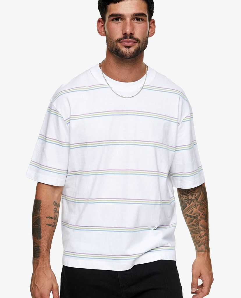 TOPMAN - Áo thun nam phom suông ngắn tay Stripe