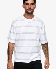 TOPMAN - Áo thun nam phom suông ngắn tay Stripe