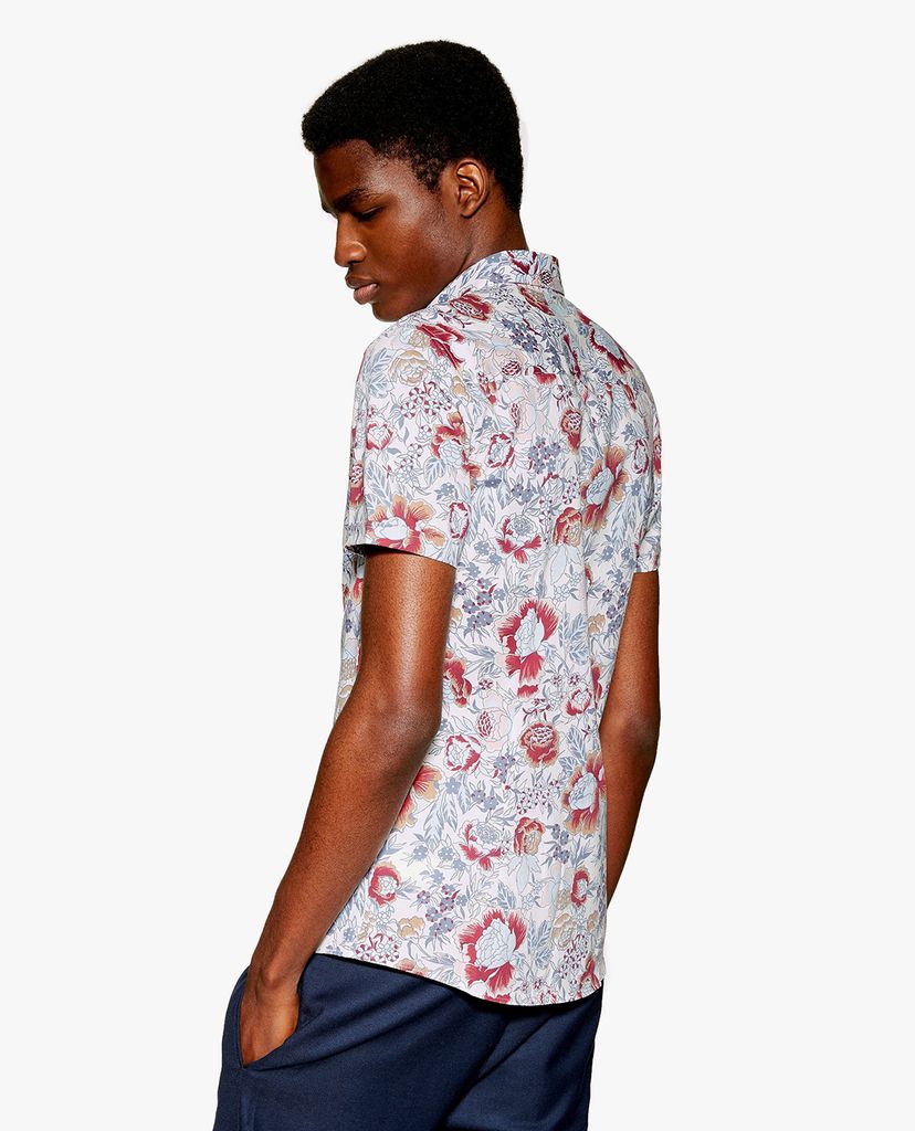 TOPMAN - Áo sơ mi nam ngắn tay Floral Print