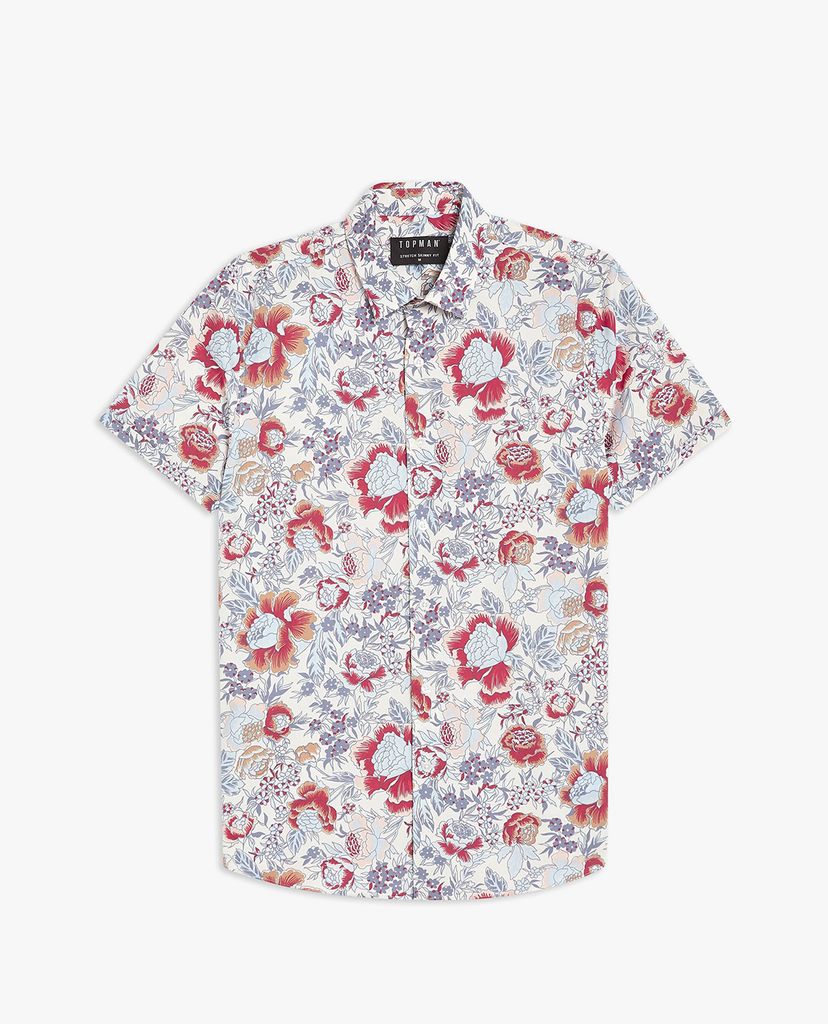 TOPMAN - Áo sơ mi nam ngắn tay Floral Print