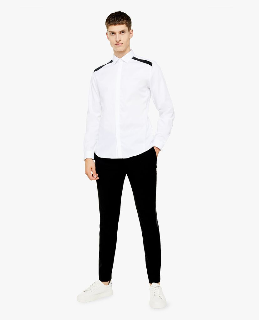 TOPMAN - Áo sơ mi nam tay dài White Panel