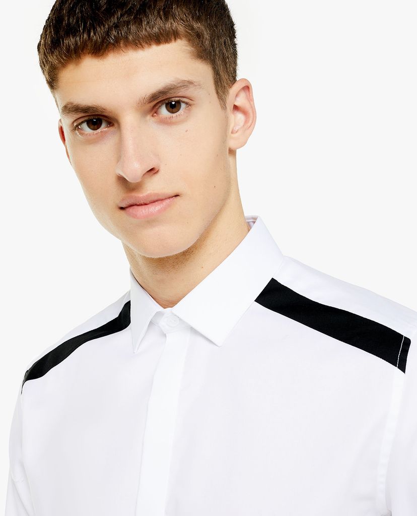 TOPMAN - Áo sơ mi nam tay dài White Panel