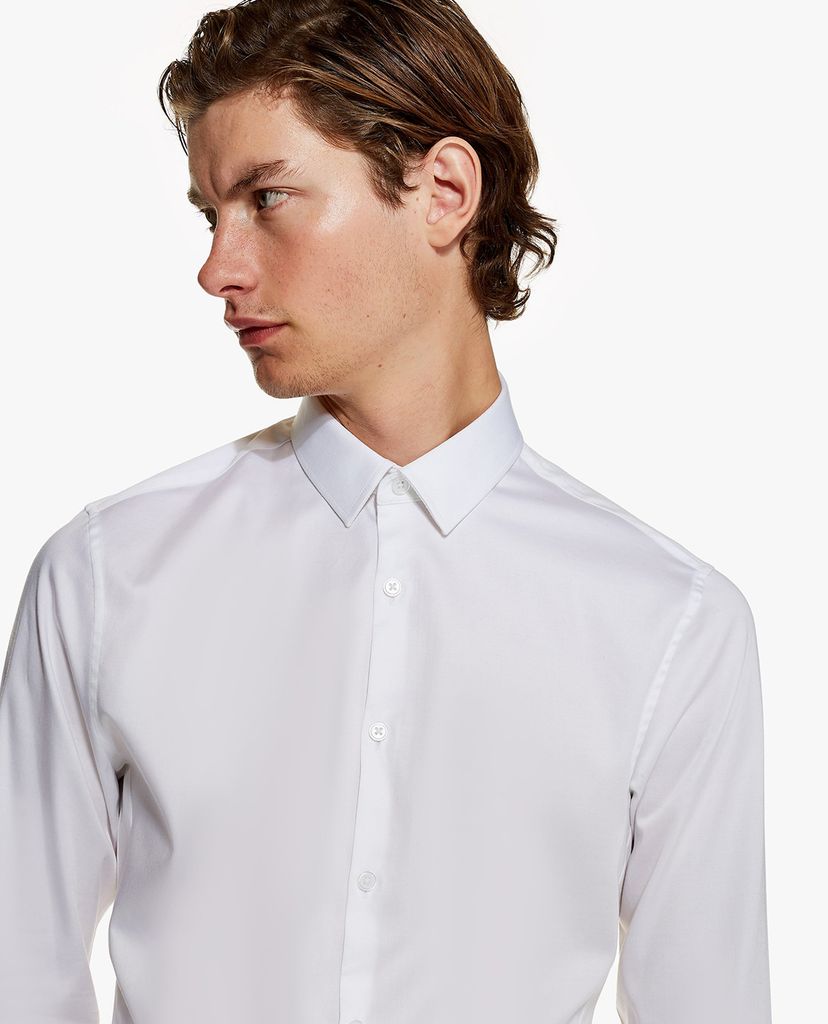 TOPMAN - Áo sơ mi nam tay dài phom ôm PREMIUM White Long Sleeve