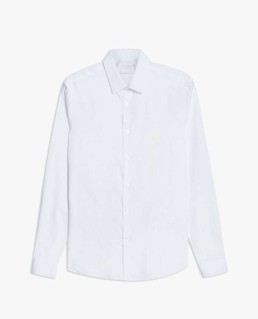 TOPMAN - Áo sơ mi nam tay dài phom ôm PREMIUM White Long Sleeve