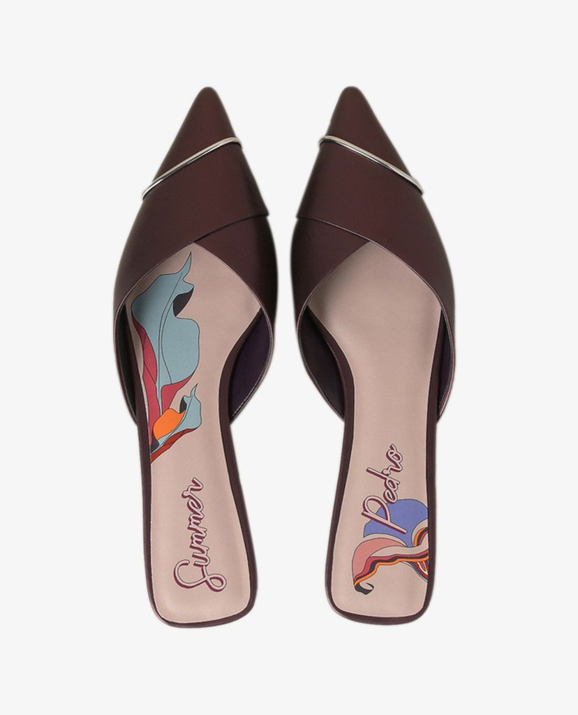 PEDRO - Giày đế bệt nữ mũi nhọn Satin Slip On
