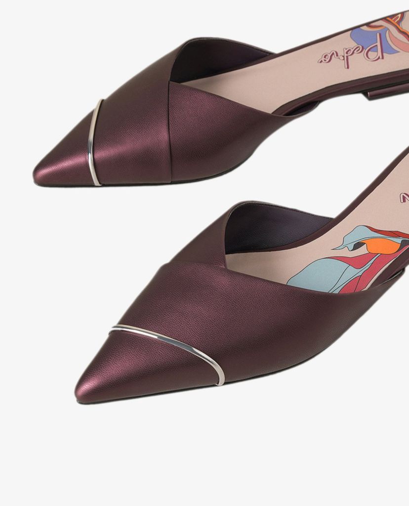 PEDRO - Giày đế bệt nữ mũi nhọn Satin Slip On