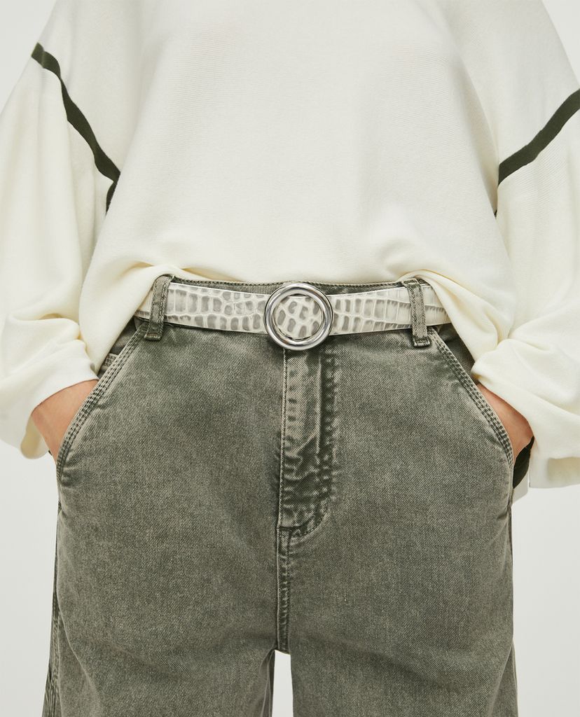 MAX&Co. - Thắt lưng nữ bản nhỏ Slim Crocodile Print
