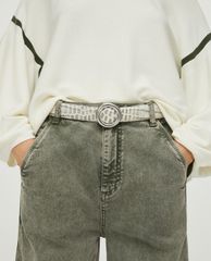 MAX&Co. - Thắt lưng nữ bản nhỏ Slim Crocodile Print