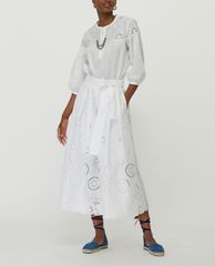 MAX&Co. - Chân váy midi phối thắt lưng St Gallen Embroidered Cotton