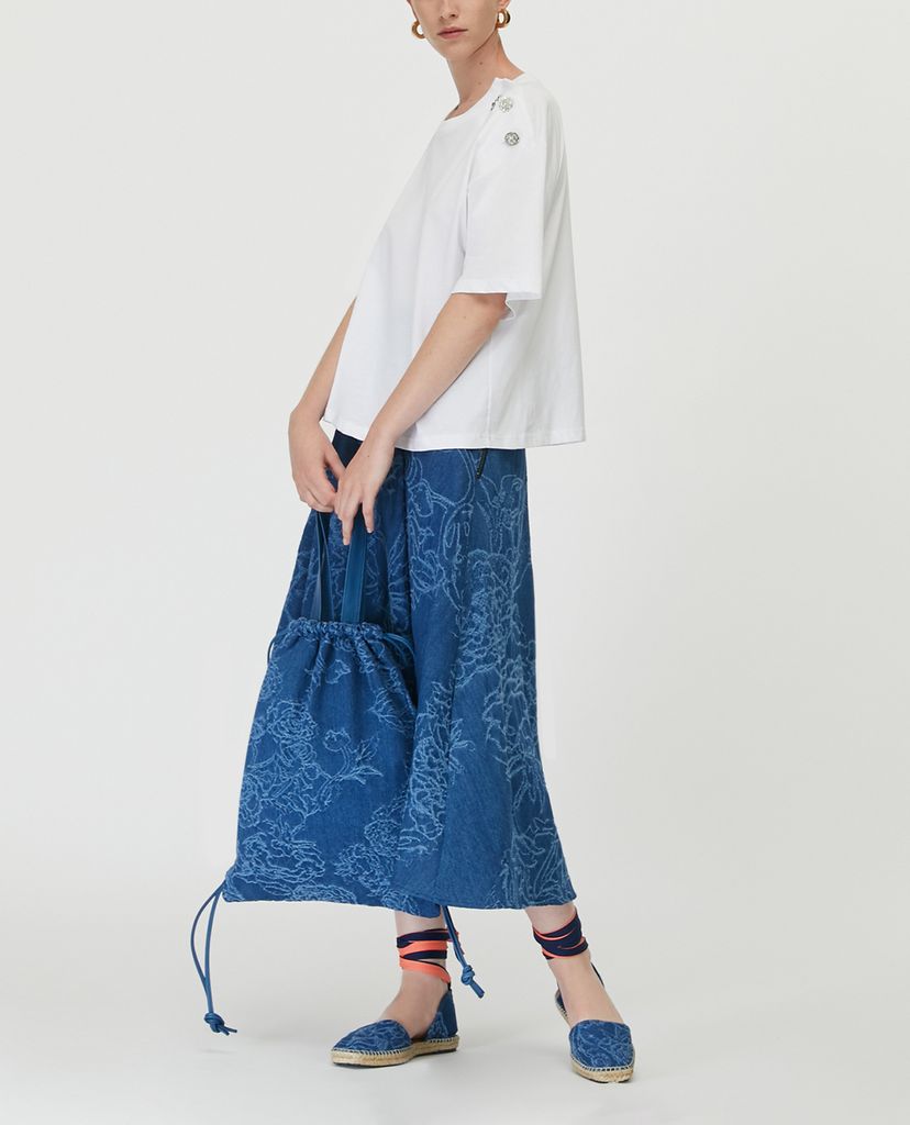 MAX&Co. - Chân váy midi xếp li Denim Jacquard