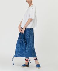 MAX&Co. - Chân váy midi xếp li Denim Jacquard