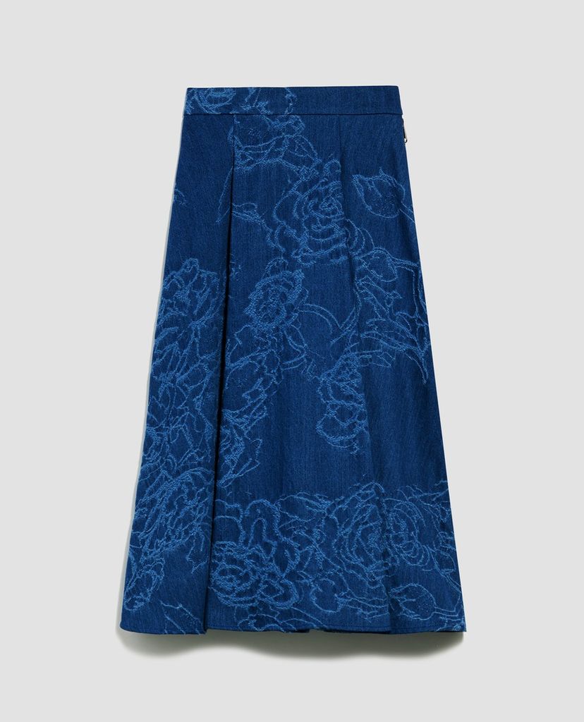MAX&Co. - Chân váy midi xếp li Denim Jacquard