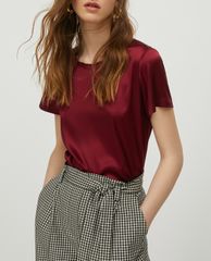 MAX&Co. - Áo kiểu nữ tay ngắn cổ tròn Silk Satin