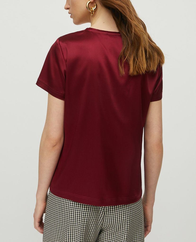 MAX&Co. - Áo kiểu nữ tay ngắn cổ tròn Silk Satin