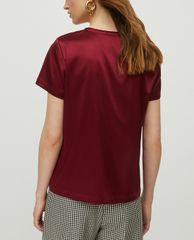 MAX&Co. - Áo kiểu nữ tay ngắn cổ tròn Silk Satin