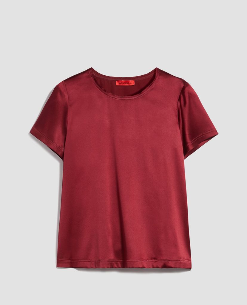MAX&Co. - Áo kiểu nữ tay ngắn cổ tròn Silk Satin