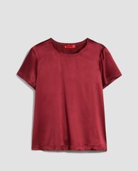 MAX&Co. - Áo kiểu nữ tay ngắn cổ tròn Silk Satin