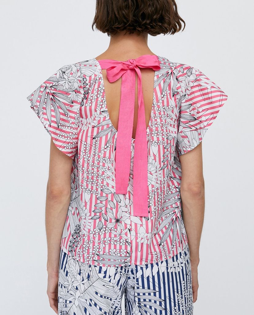 MAX&Co. - Áo kiểu nữ cổ tròn ngắn tay Poplin With Bow Back