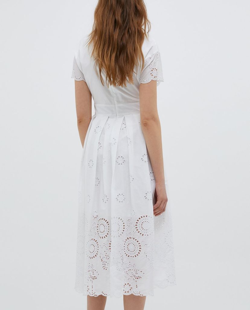 MAX&Co. - Đầm midi cổ V tay ngắn St Gallen Embroidered Cotton